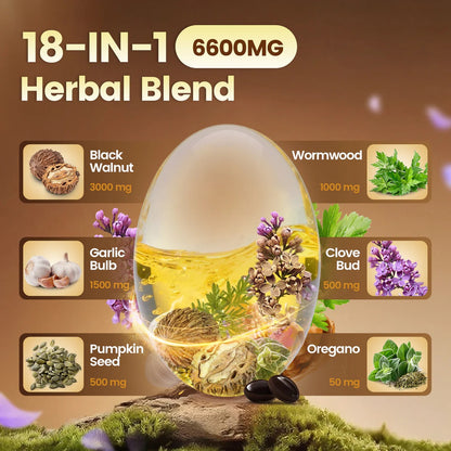 Wormwood Black Walnut Cloves 6600mg | 18-in-1